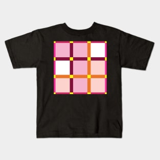 Window check pattern in pink and orange Kids T-Shirt